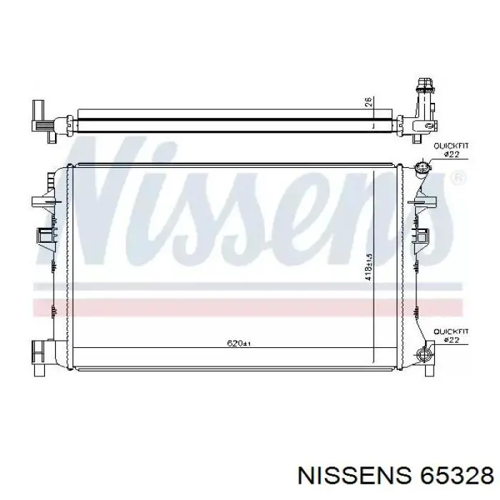Radiador, refrigeración del motor adicional 65328 Nissens