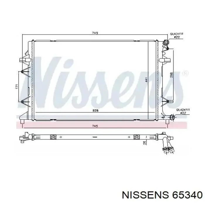 Радиатор охлаждения двигателя дополнительный Nissens 65340