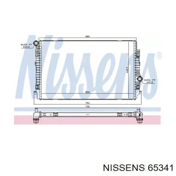 Radiador refrigeración del motor 65341 Nissens