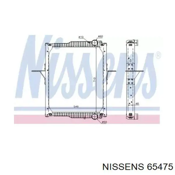 Radiador refrigeración del motor 65475 Nissens