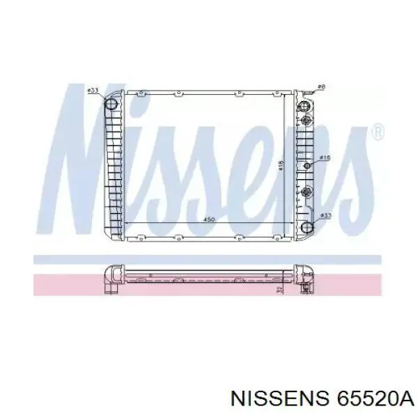 Radiador refrigeración del motor 65520A Nissens