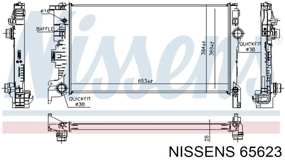 65623 Nissens radiador de esfriamento de motor