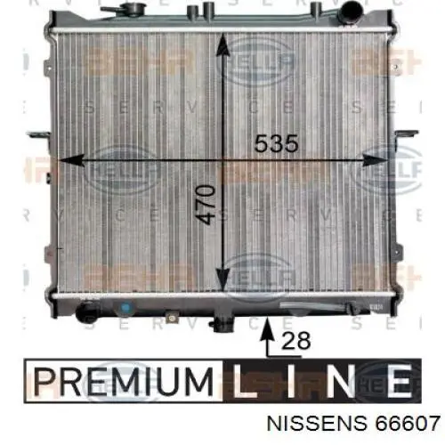 Radiador refrigeración del motor 66607 Nissens