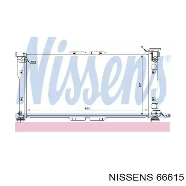 Radiador refrigeración del motor 66615 Nissens