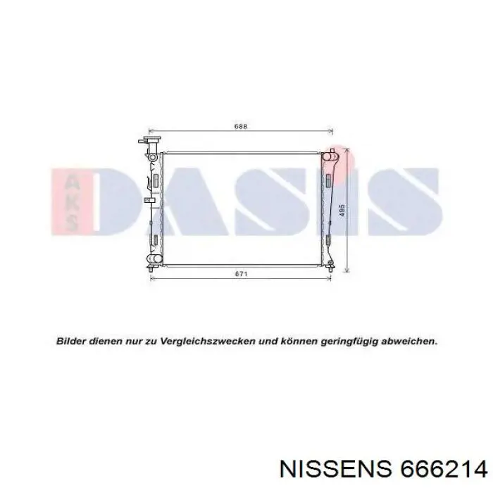 Radiador refrigeración del motor 666214 Nissens