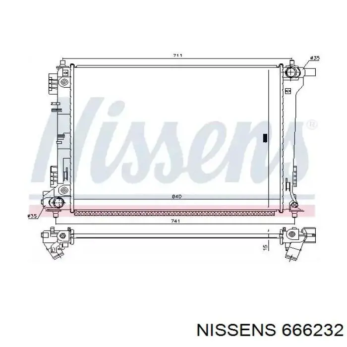 666232 Nissens radiador de esfriamento de motor