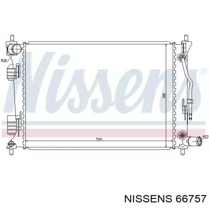 Radiador refrigeración del motor 66757 Nissens