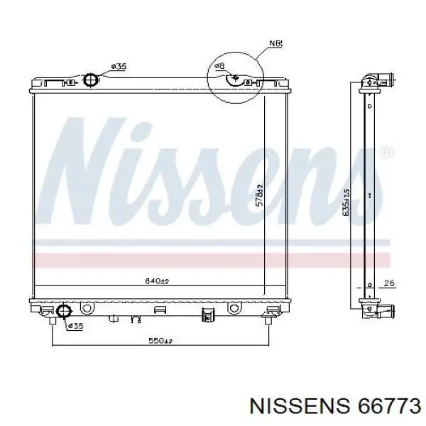 66773 Nissens radiador de esfriamento de motor