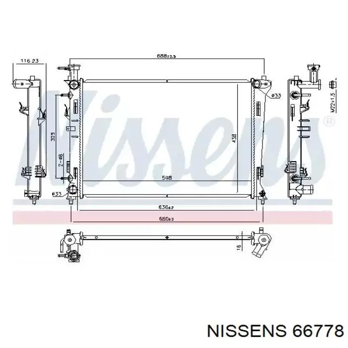 66778 Nissens radiador de esfriamento de motor