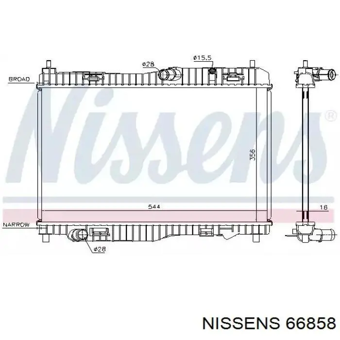 66858 Nissens radiador de esfriamento de motor