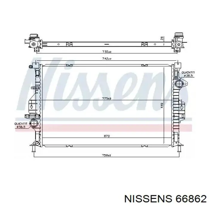 Радиатор охлаждения Nissens 66862