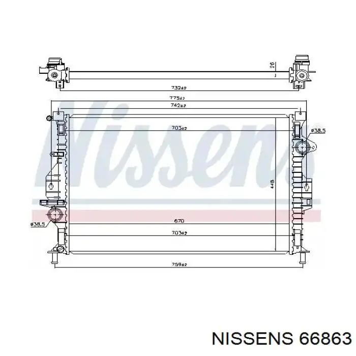 66863 Nissens radiador de esfriamento de motor
