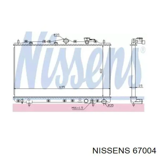 Купить 67004 Nissens Радиатор водяной