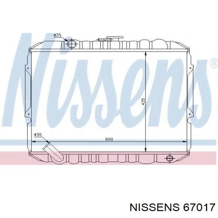 Radiador refrigeración del motor 67017 Nissens