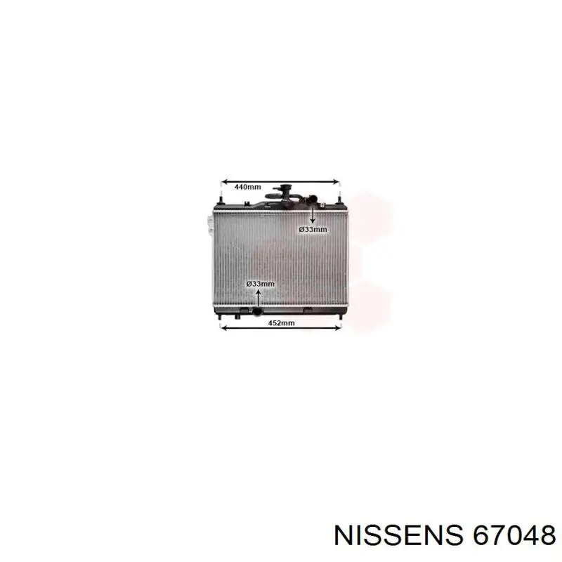 Radiador refrigeración del motor 67048 Nissens