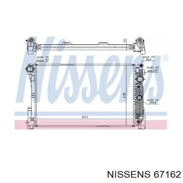 Radiador refrigeración del motor 67162 Nissens