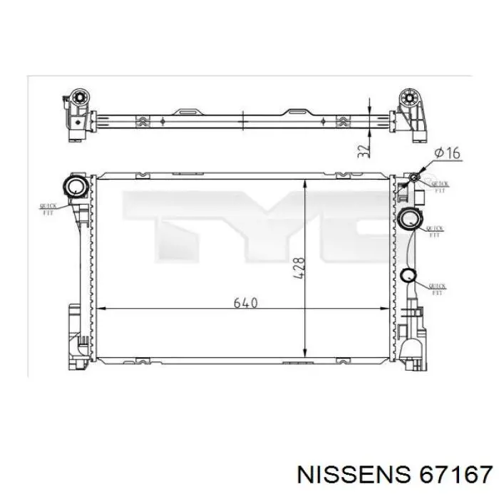 Купить 67167 Nissens Радиатор водяной