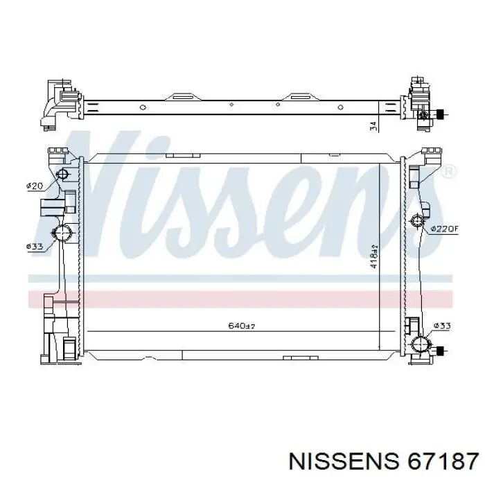 Radiador refrigeración del motor 67187 Nissens