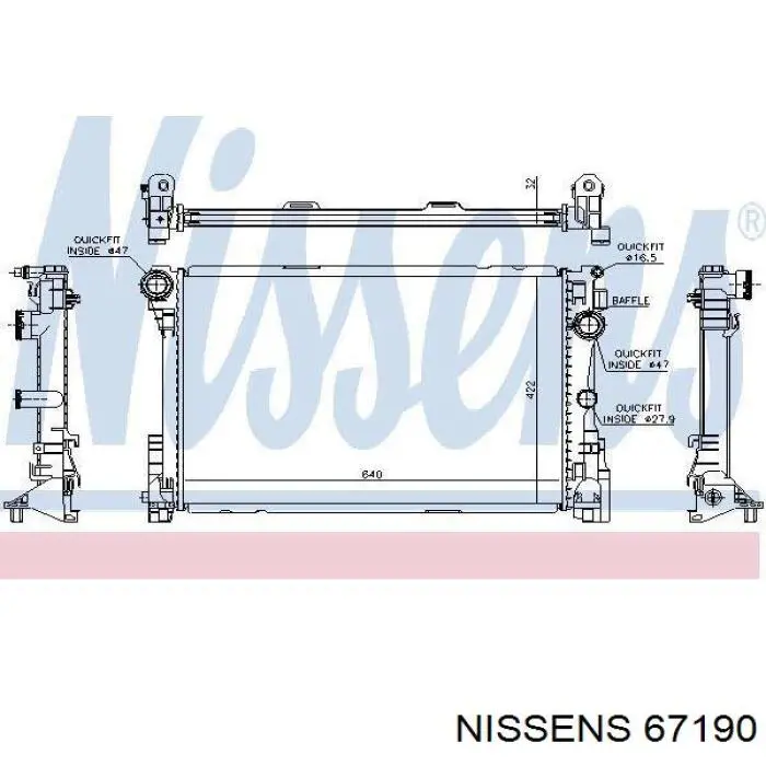 Купить 67190 Nissens Радиатор водяной