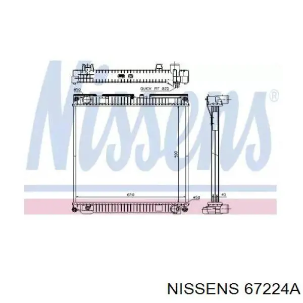 Radiador refrigeración del motor 67224A Nissens