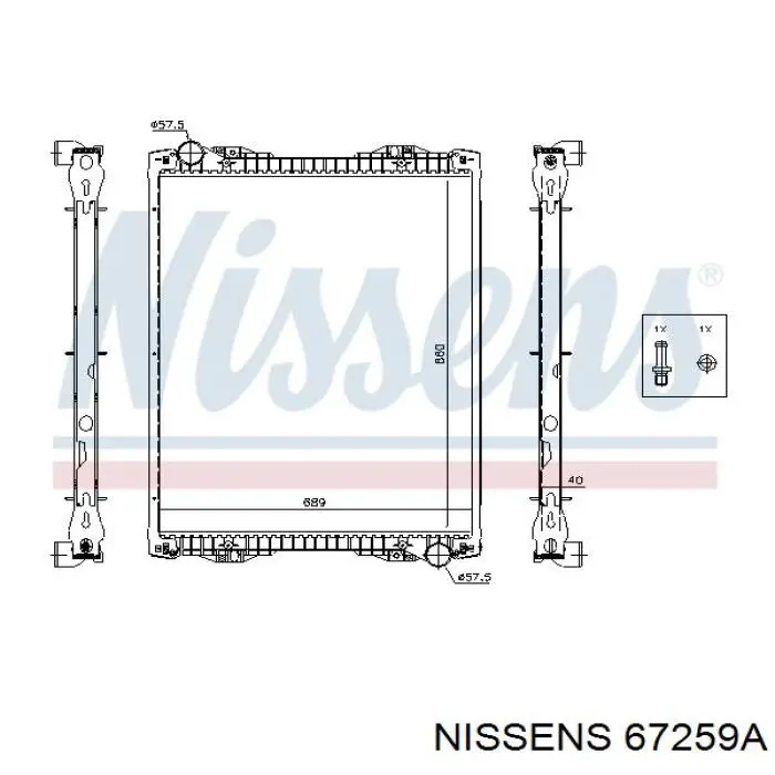 Radiador refrigeración del motor 67259A Nissens