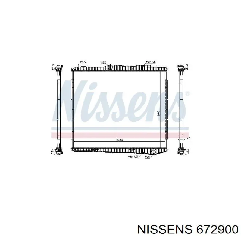 Radiador refrigeración del motor 672900 Nissens