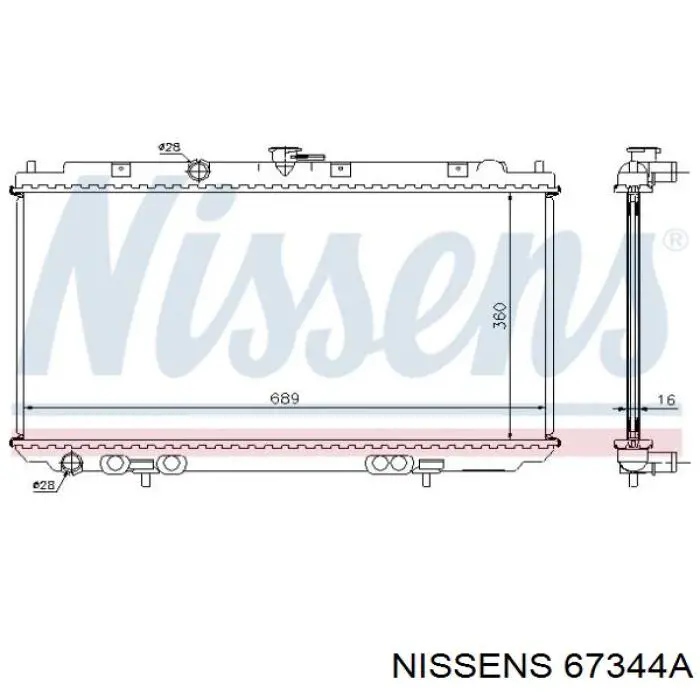 Radiador refrigeración del motor 67344A Nissens