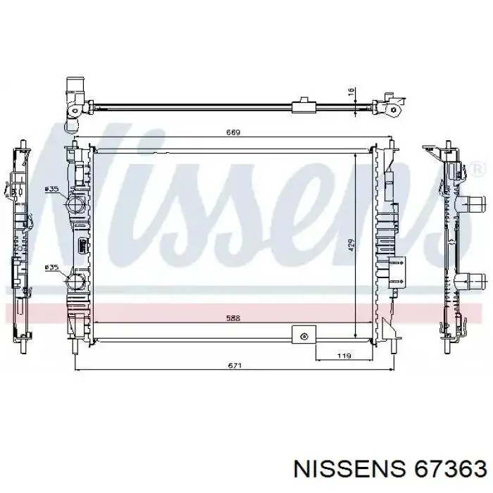 Радиатор охлаждения Nissens 67363