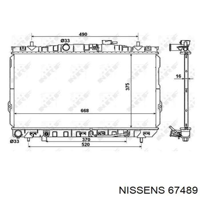 Radiador refrigeración del motor 67489 Nissens
