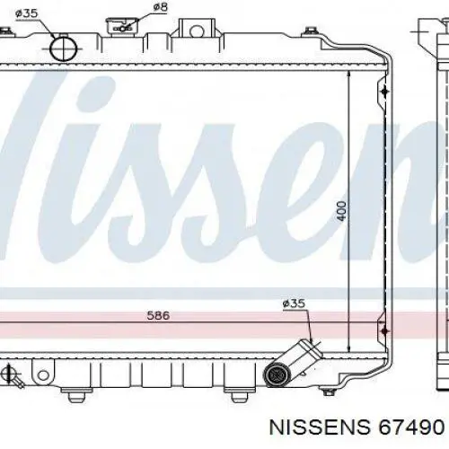Radiador refrigeración del motor 67490 Nissens