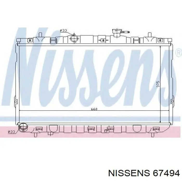 Radiador refrigeración del motor 67494 Nissens