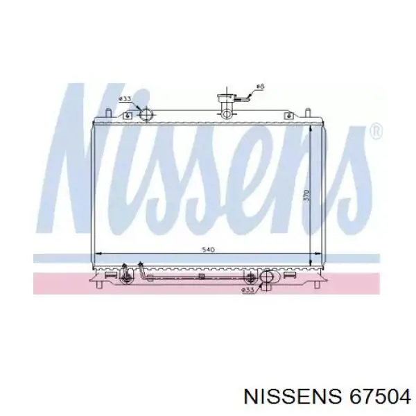 Radiador refrigeración del motor 67504 Nissens