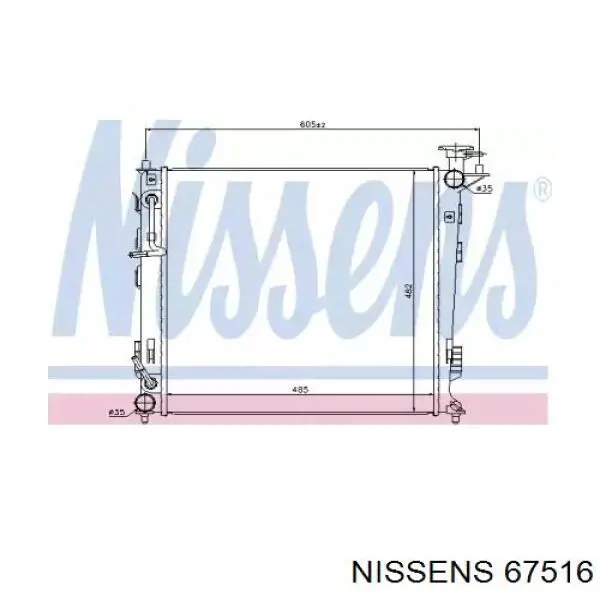 Radiador refrigeración del motor 67516 Nissens