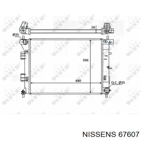 Radiador refrigeración del motor 67607 Nissens