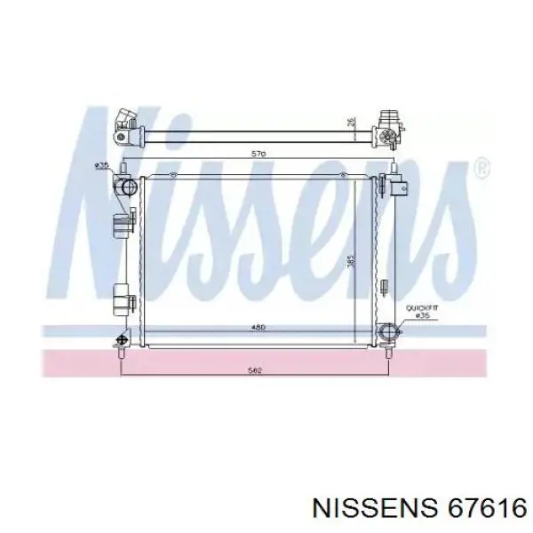 67616 Nissens radiador de esfriamento de motor