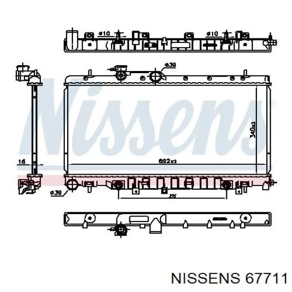 Radiador refrigeración del motor 67711 Nissens