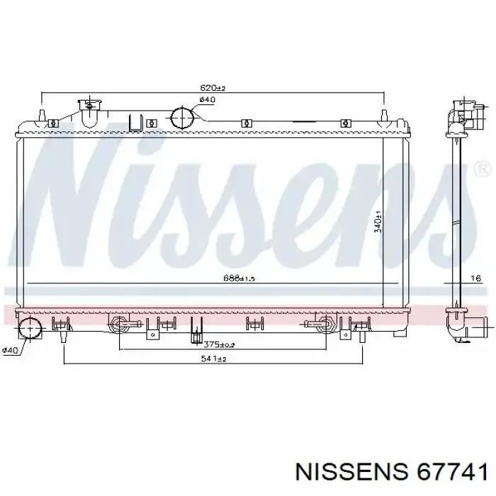 67741 Nissens radiador de esfriamento de motor