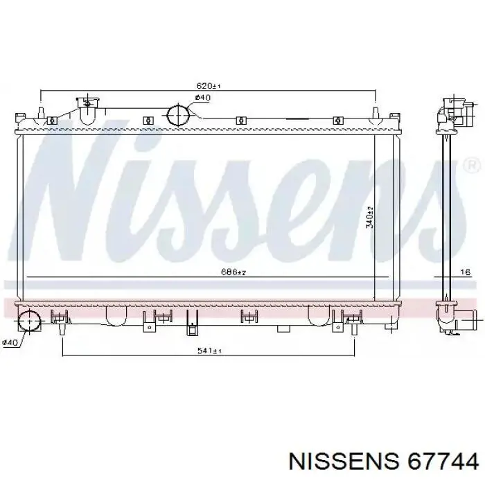67744 Nissens radiador de esfriamento de motor