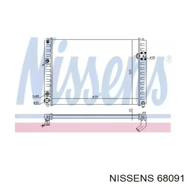 Radiador refrigeración del motor 68091 Nissens