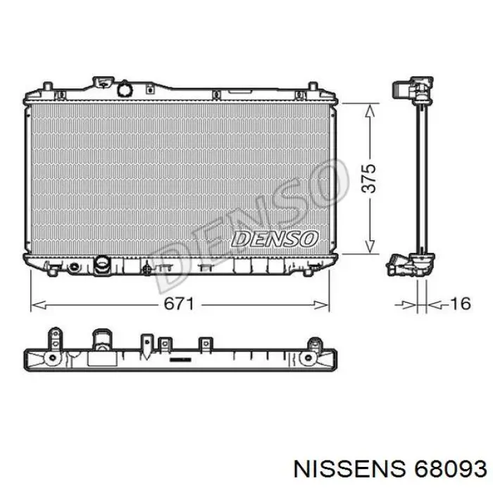 Купить 68093 Nissens Радиатор водяной