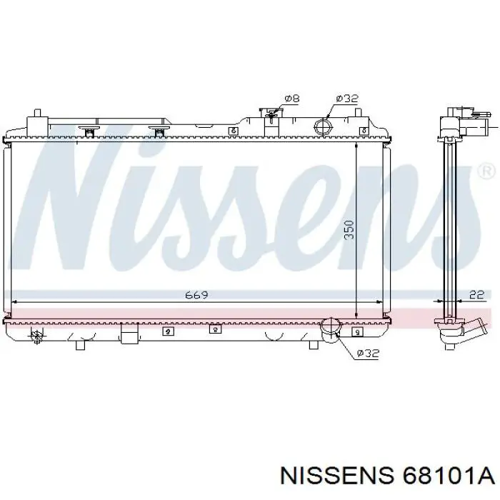Радиатор охлаждения двигателя Nissens 68101A