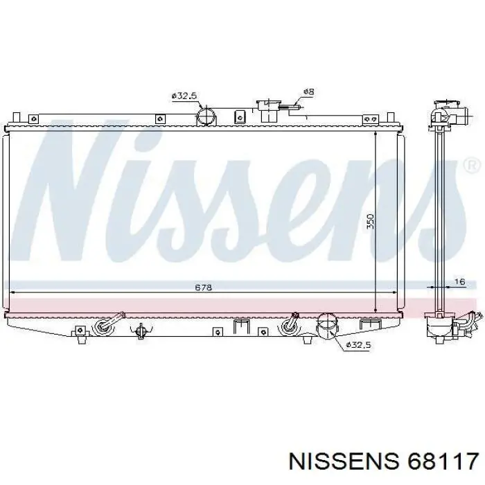 Radiador refrigeración del motor 68117 Nissens