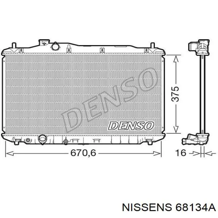 Купить 68134A Nissens Радиатор водяной