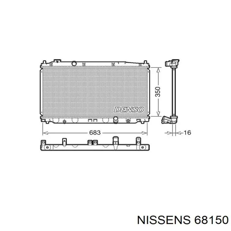 Radiador refrigeración del motor 68150 Nissens