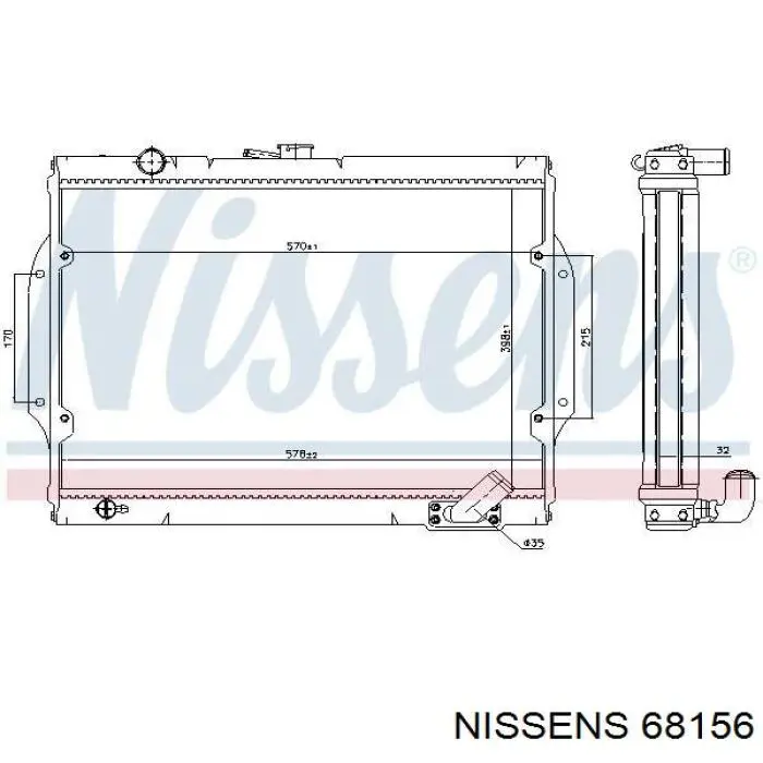 Radiador refrigeración del motor 68156 Nissens