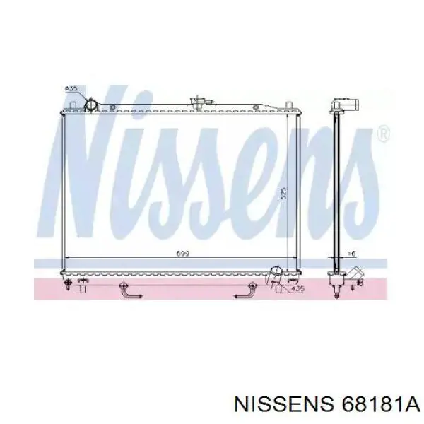 Radiador refrigeración del motor 68181A Nissens