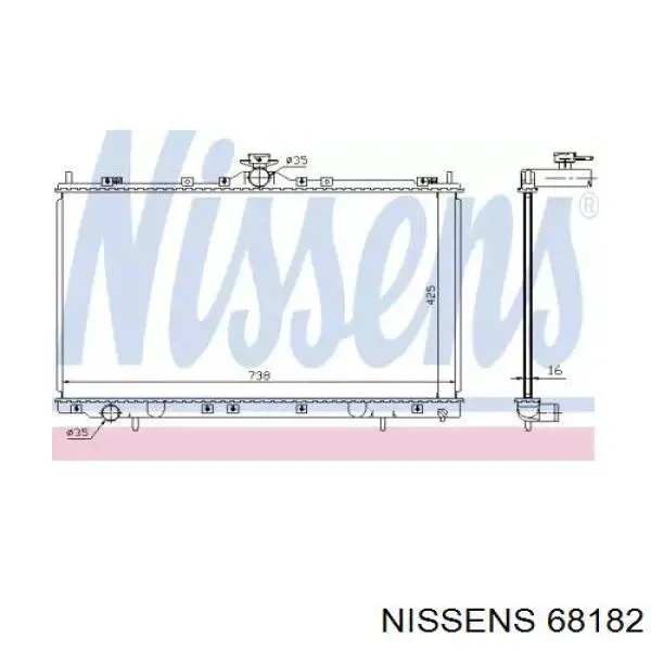 Radiador refrigeración del motor 68182 Nissens