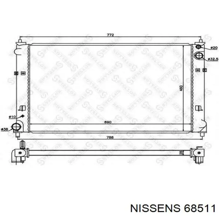 Radiador refrigeración del motor 68511 Nissens