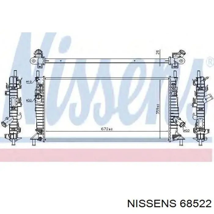 Radiador refrigeración del motor 68522 Nissens
