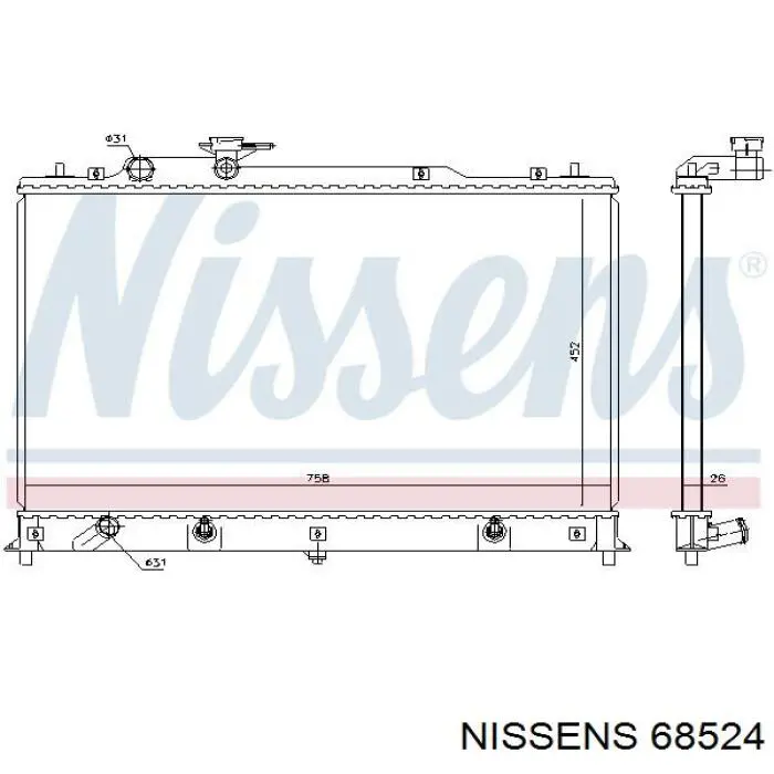 Radiador refrigeración del motor 68524 Nissens